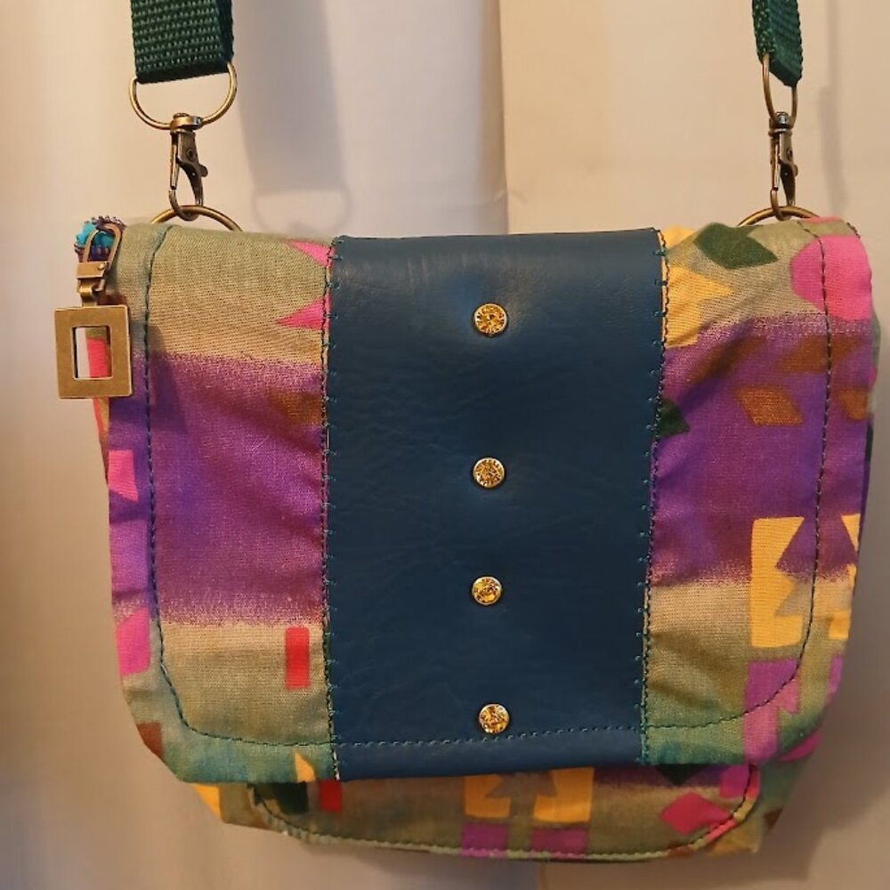 New Aztec print Southwestern Cowgirl Shoulder Purse Purple Blue Sling Crossbody